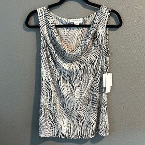 Ruched Black and White Tank Top